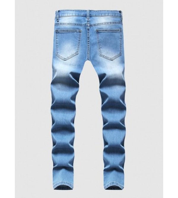 Distressed Frayed Slim Fit Tapered Jeans
