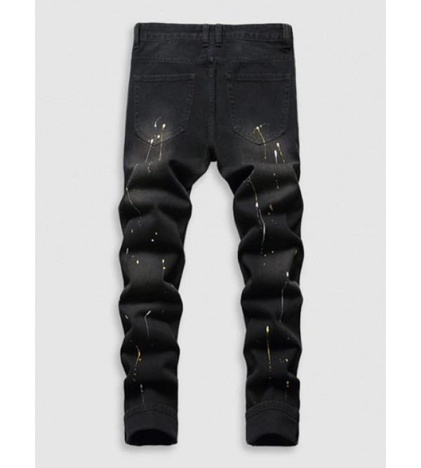 Frayed Paint Splatter Drippy Jeans Frayed Paint Splatter Drippy Jeans