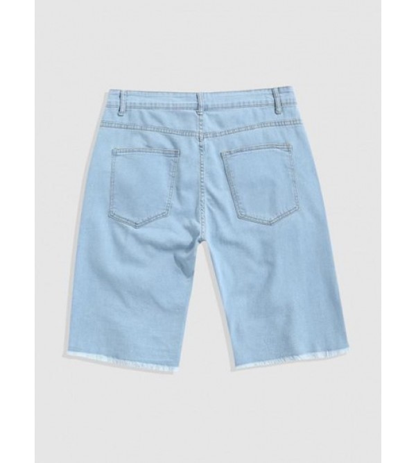 Frayed Hem Ripped Denim Shorts Frayed Hem Ripped Denim Shorts