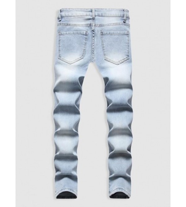 Zipper Fly Distressed Frayed Jeans