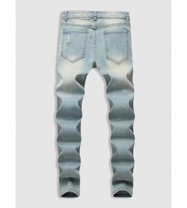 Faded Ripped Casual Pockets Jeans Faded Ripped Casual Pockets Jeans