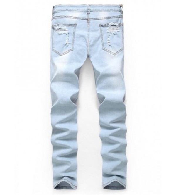 Distressed Long Floral Embroidery Ripped Jeans Distressed Long Floral Embroidery Ripped Jeans