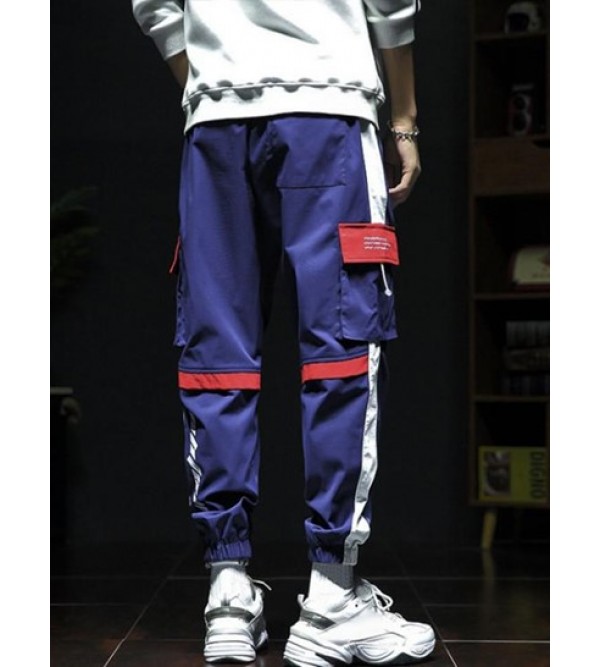 Colorblock Flap 3D Pocket Cargo Beam Feet Pants Colorblock Flap 3D Pocket Cargo Beam Feet Pants