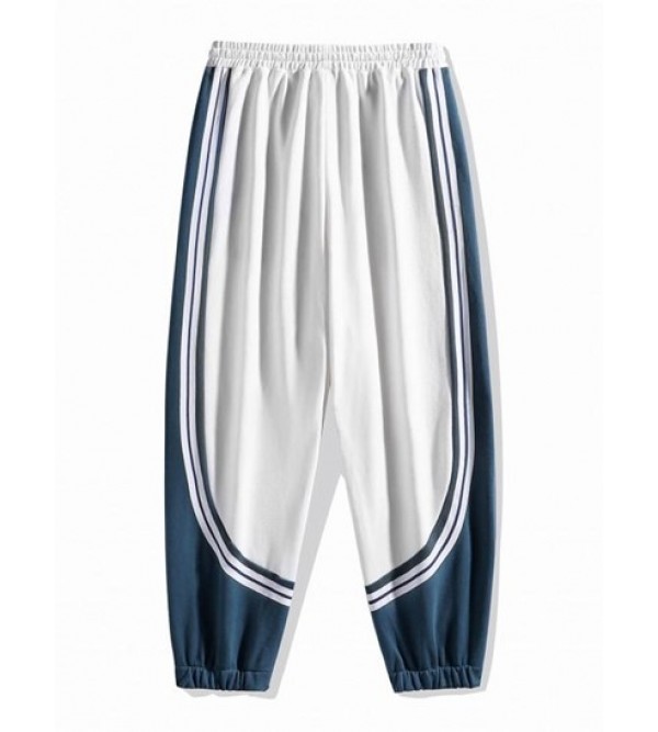 Two Tone Color Drawstring Jogger Pants