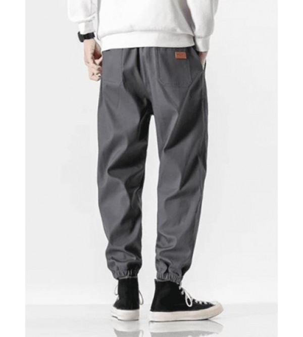 Letter Patched Contrast Drawstring Jogger Pants Letter Patched Contrast Drawstring Jogger Pants