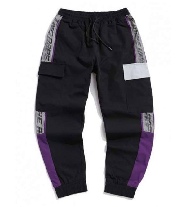 Letter Print Contrast Cargo Jogger Techwear Pants Letter Print Contrast Cargo Jogger Techwear Pants