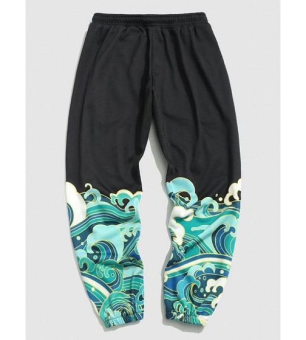 Sea Waves Print Jogger Sweatpants