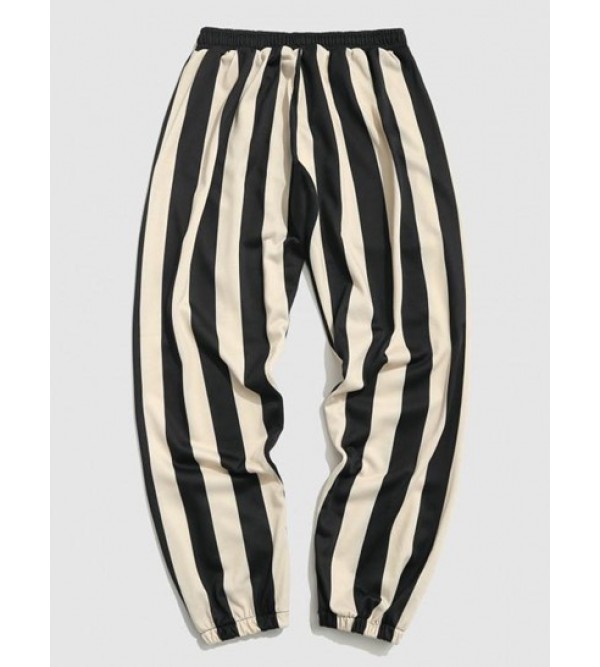 Contrasting Stripe Print Jogger Sweatpants Contrasting Stripe Print Jogger Sweatpants
