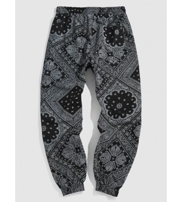 Y2K Aesthetic Streetwear Paisley Bandana Print Cargo Pants