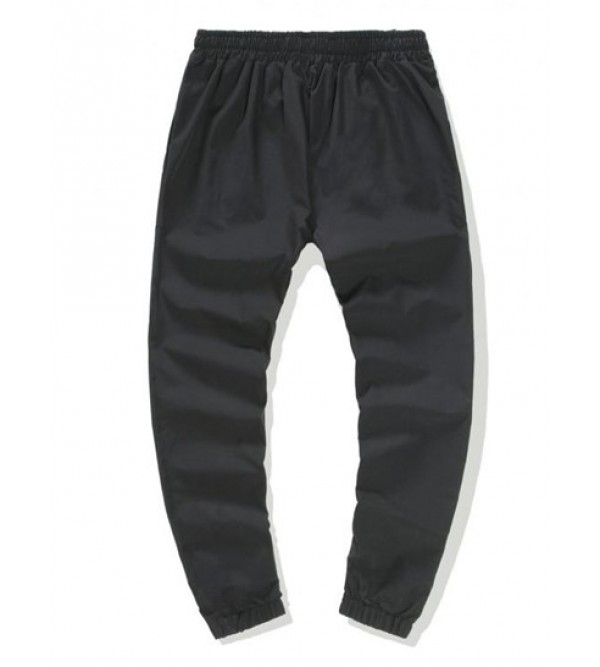 Button And Zipper Embellish Solid Color Jogger Pants