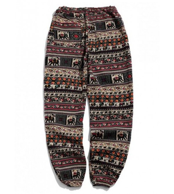 Tribal Ditsy Graphic Ethnic Aztec Printed Casual Jogger Pants