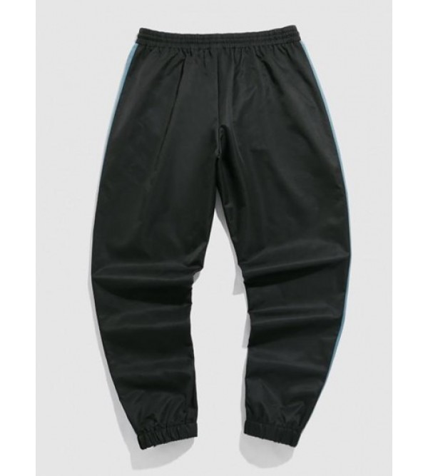 Color Spliced Letter Printed Drawstring Jogger Pants