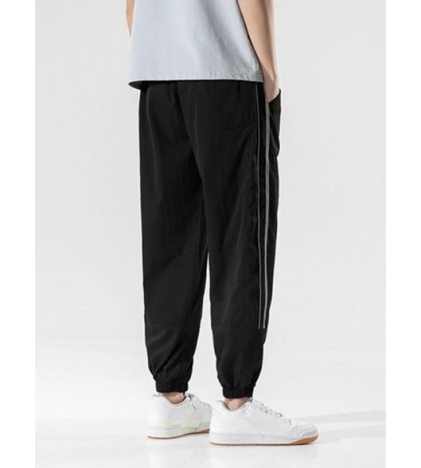 Reflective Trims Letter Patched Pants