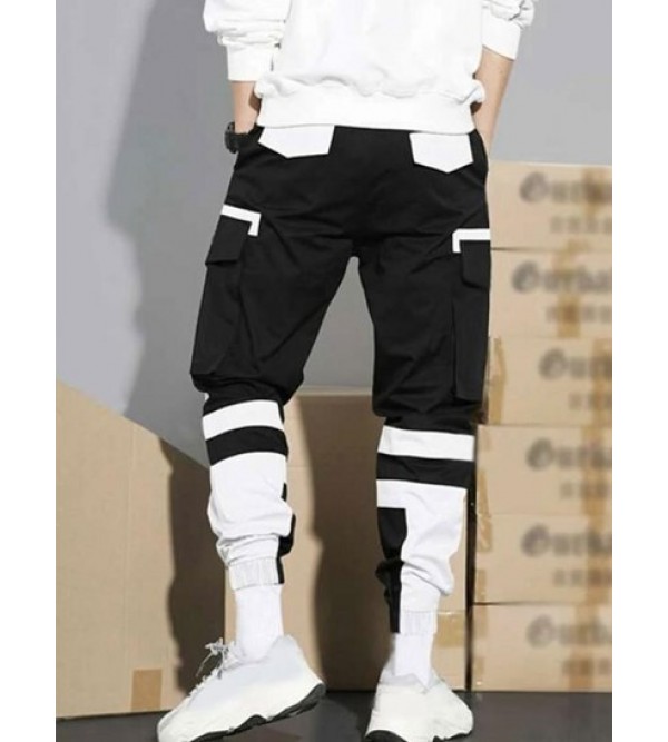 Colorblock Flap Pocket Beam Feet Cargo Pants Colorblock Flap Pocket Beam Feet Cargo Pants