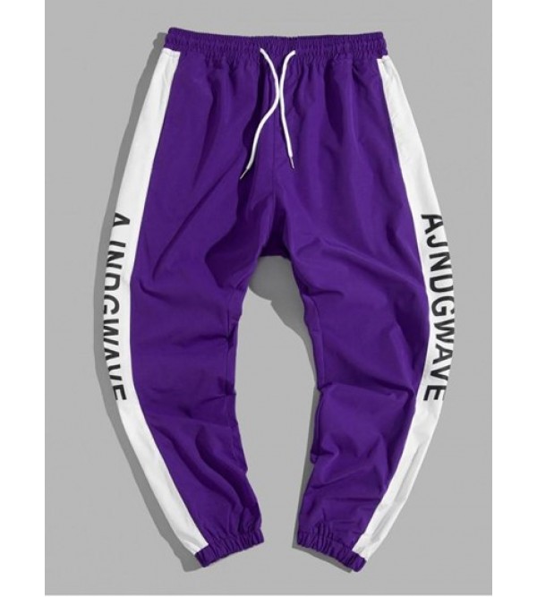 Letter Pattern Colorblock Casual Jogger Pants Letter Pattern Colorblock Casual Jogger Pants