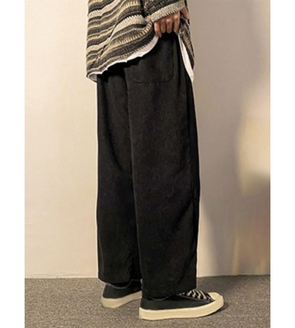 Solid Color Corduroy Ninth Pants