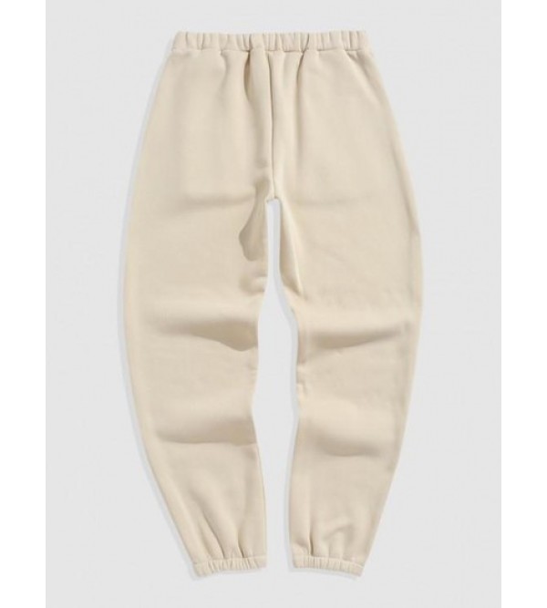 Letter BASKETBALL Embroidered Fleece-lined Sweatpants Letter BASKETBALL Embroidered Fleece-lined Sweatpants