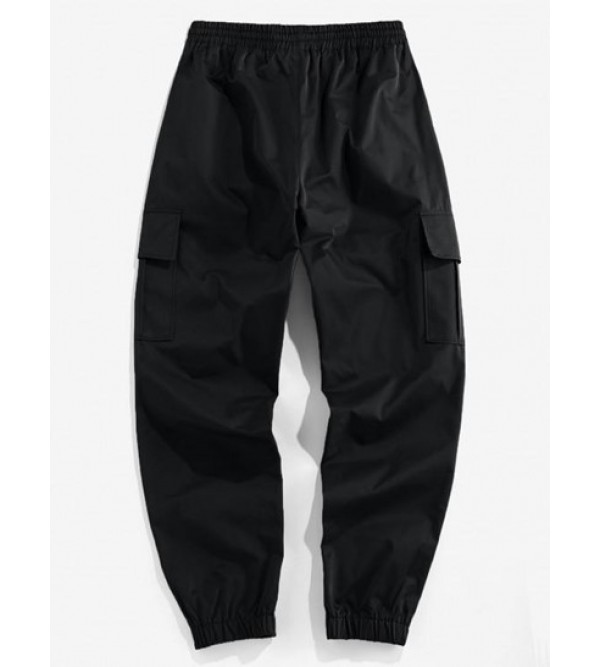 Streetwear Letters Embroidered Drawstring Cargo Techwear Pants