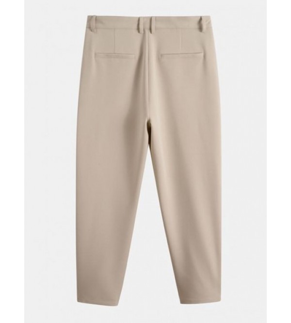 Ruched Solid Color Tapered Work Pants