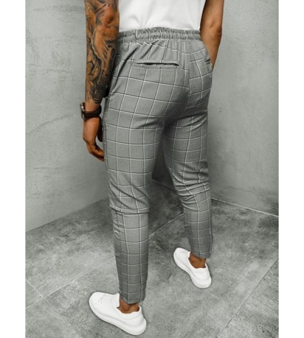 Drawstring Plaid Pants