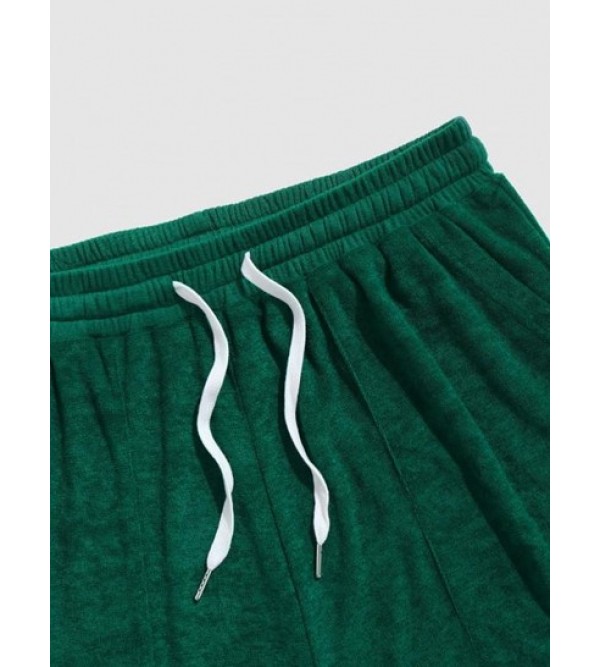 Terry Cloth Drawstring Pocket Shorts