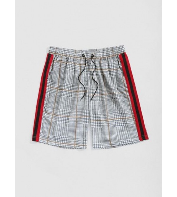 Houndstooth Print Drawstring Casual Shorts Houndstooth Print Drawstring Casual Shorts