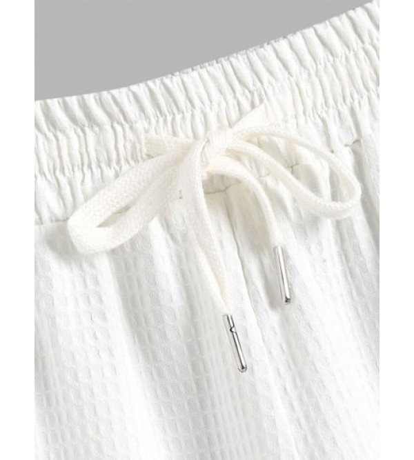 Solid Color Pocket Drawstring Casual Shorts