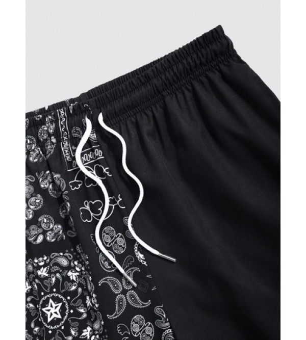 Japanese And Paisley Pattern Drawstring Beach Shorts Japanese And Paisley Pattern Drawstring Beach Shorts