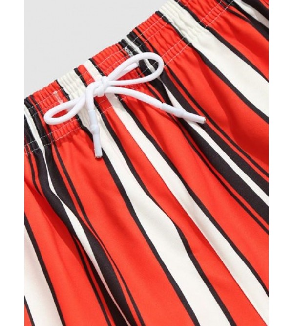 Contrasting Stripe Pattern Shorts