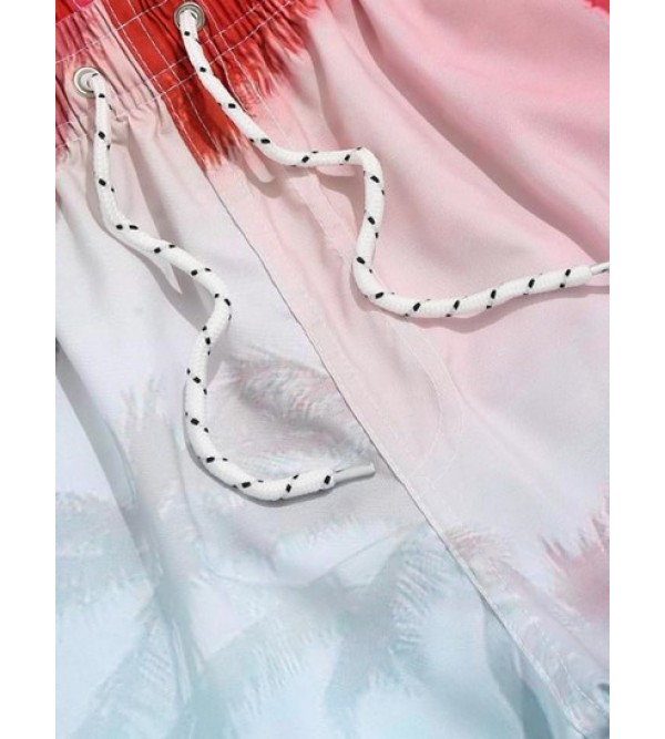 Coconut Tree Print Pocket Drawstring Shorts Coconut Tree Print Pocket Drawstring Shorts