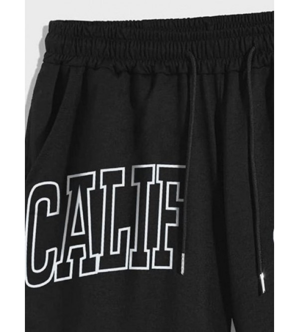 CALIFORNIA Letter Printed Drawstring Shorts
