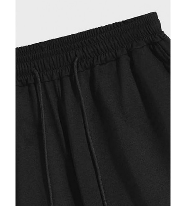 Japanese Characters Rose Print Graphic Shorts