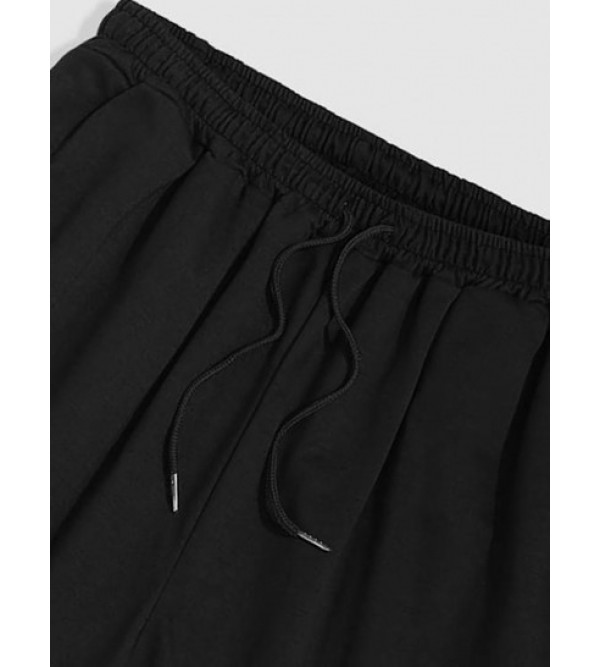 Sun And Moon Graphic Drawstring Shorts