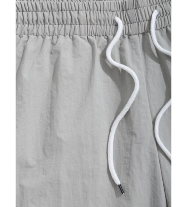 LOS ANGELES Embroidery Drawstring Casual Shorts