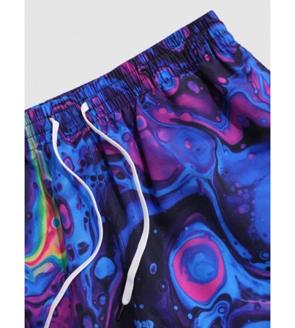 Drawstring Iridescence Print Vacation Shorts Drawstring Iridescence Print Vacation Shorts