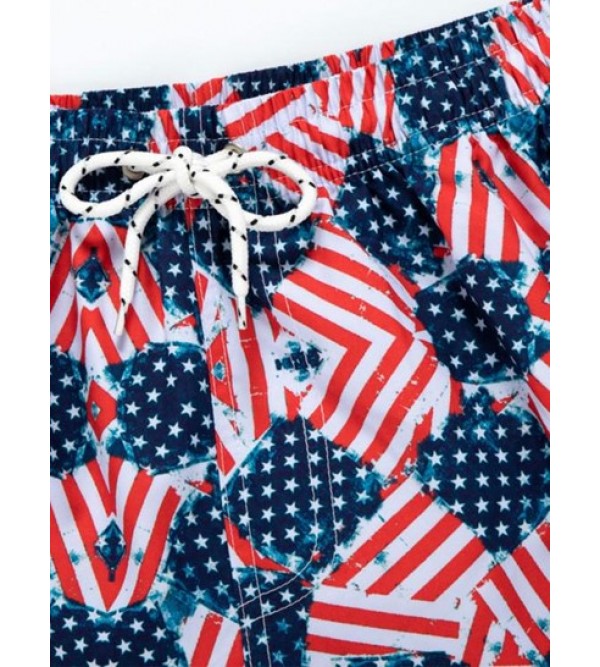 Drawstring Pockets American Flag Casual Shorts Drawstring Pockets American Flag Casual Shorts