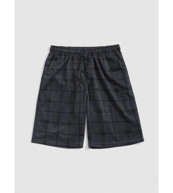 Plaid Pattern Casual Drawstring Shorts