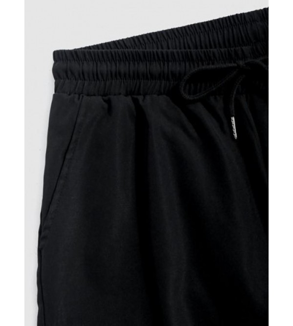 Casual Solid Color Drawstring Pockets Shorts Casual Solid Color Drawstring Pockets Shorts