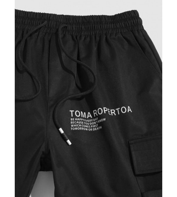 Letter Graphic Buckle Drawstring Streetwear Cargo Shorts Letter Graphic Buckle Drawstring Streetwear Cargo Shorts