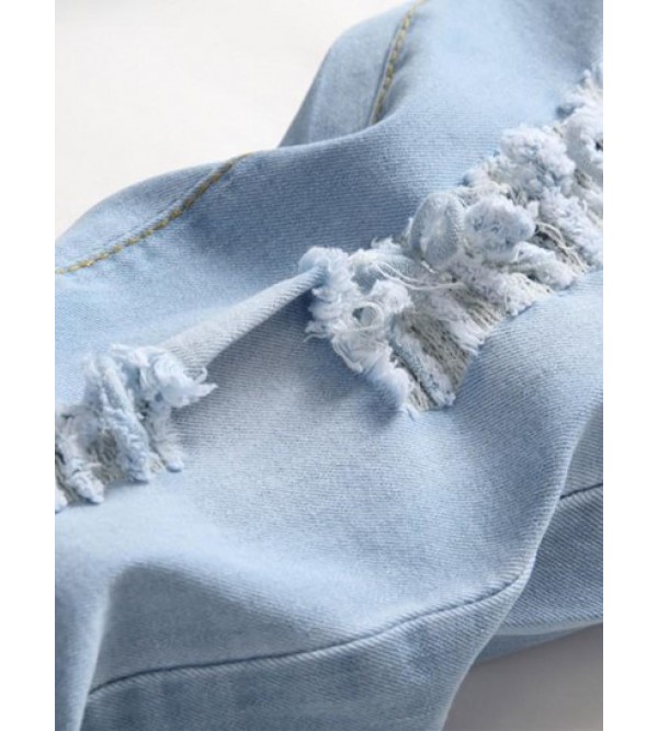 Faded Color Distressed Denim Jeans Faded Color Distressed Denim Jeans