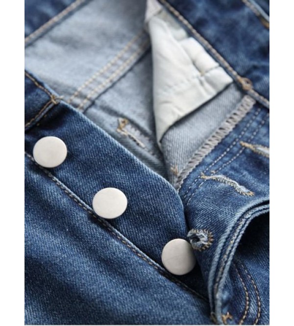 Ripped Destroyed Design Button Fly Jeans