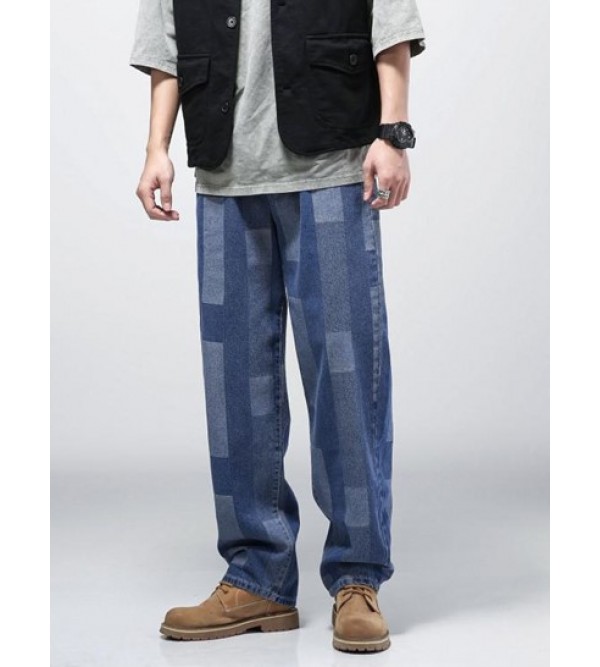 Y2K Aesthetic Geometric Print Straight Leg Jeans