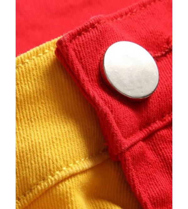 Colorblock Two Tone Zipper Fly Jeans Colorblock Two Tone Zipper Fly Jeans