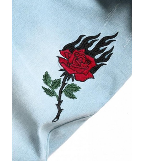 Ripped Rose Embroidered Skinny Jeans