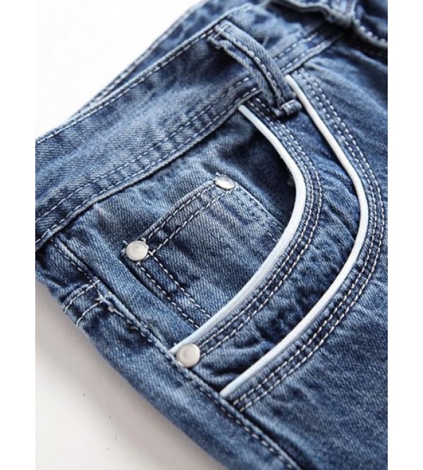 Contrasting Trim Scratch Jeans Contrasting Trim Scratch Jeans