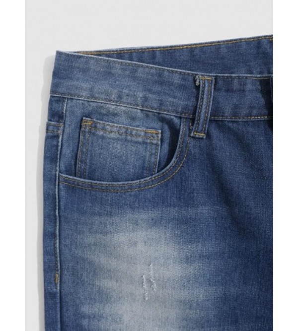 Ripped Colorblock Tapered Jeans