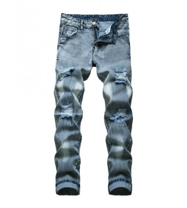 Ripped Zip Fly Jeans