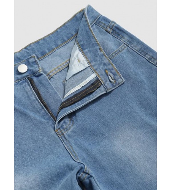 Multi-pocket Design Straight Leg Jeans