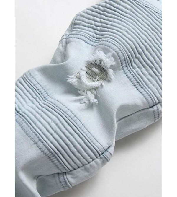 Ripped Zipper Pockets Casual Jeans Ripped Zipper Pockets Casual Jeans