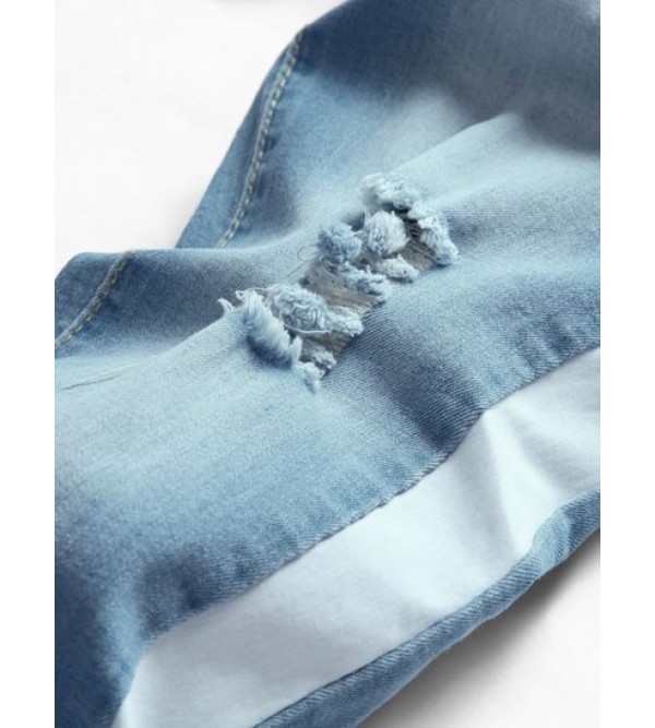 Patchwork Zipper Pockets Casual Jeans